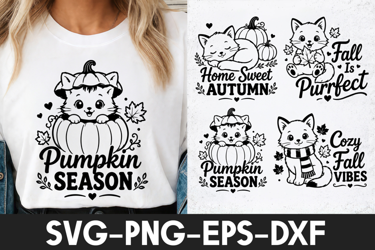 Pumpkin Season Cat SVG PNG