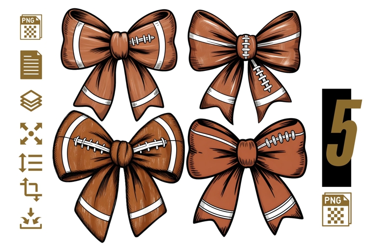 Football Bow PNG Bundle