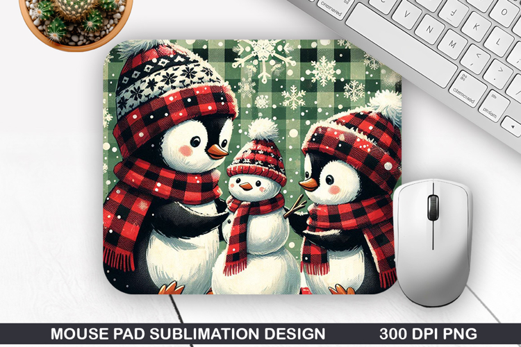 Penguin Mouse Pad Sublimation, Christmas Mouse Pad PNG