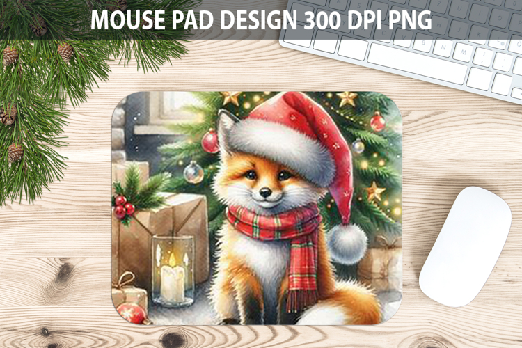 Fox Mouse pad Sublimation - Christmas Animal PNG Design