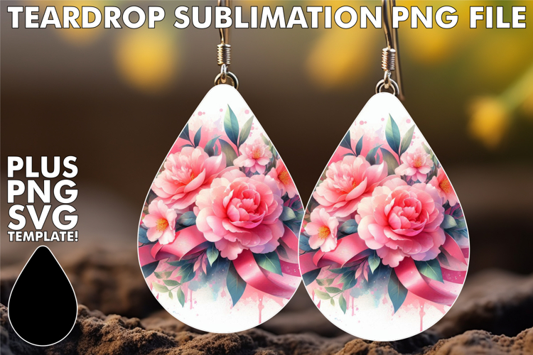 Glamorous Teardrop Earrings PNG, Flowers