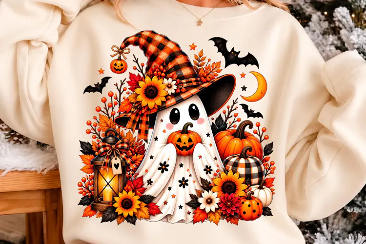 Autumn Witch Ghost Halloween Shirt Sublimation Png