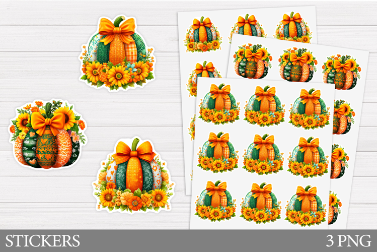 Pumpkin Sticker Printable. Pumpkin Bow Sticker Design