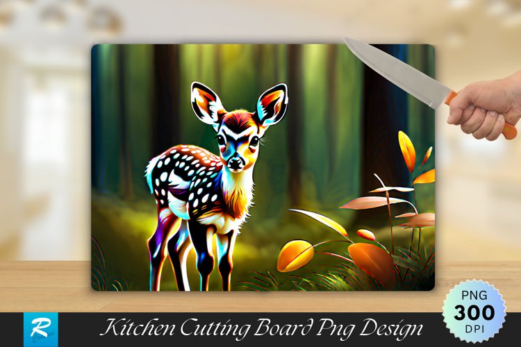 Cute Baby Deer Cutting Board Sublimation Design