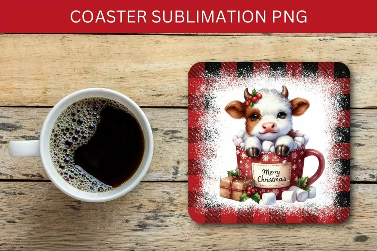 square coaster - cow in the mug