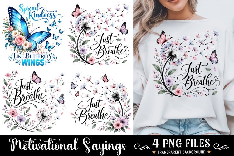 Just Breathe PNG, Motivation Sublimation, Inspirational PNG example image 1