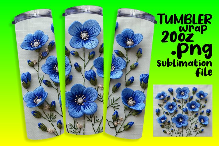 Embroidered Flower Pattern Tumbler Wrap - Spring Bliss