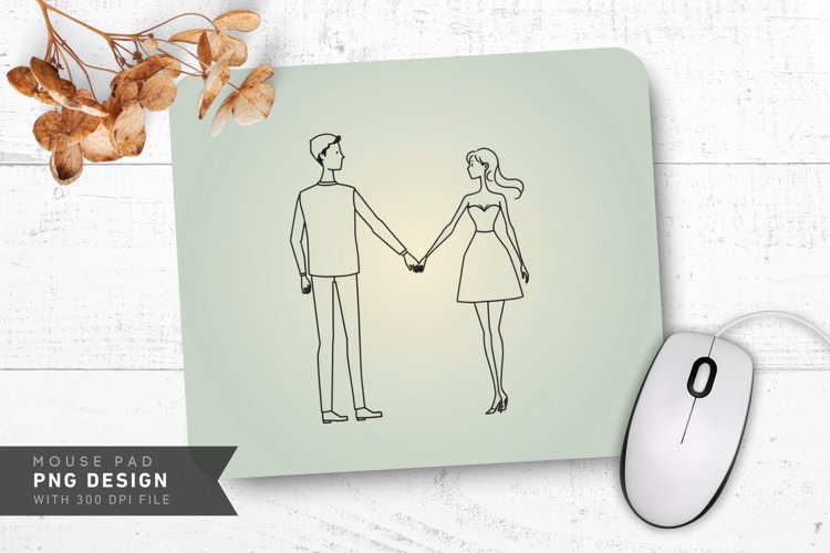 Minimalist Love Line Art Mouse Pad PNG Design example image 1