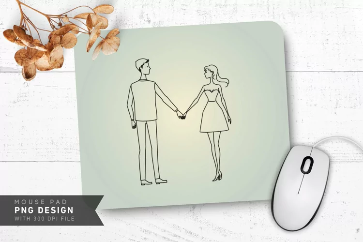 Minimalist Love Line Art Mouse Pad PNG Design