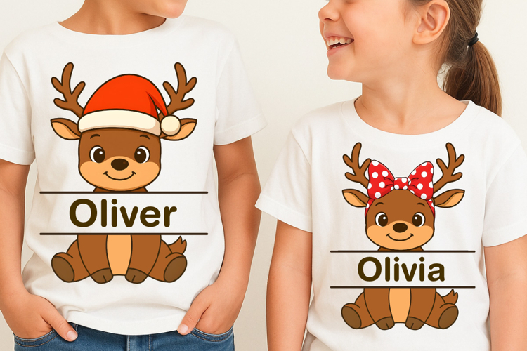 Personalized Kids Christmas PNG, Christmas PNG, Reindeer PNG