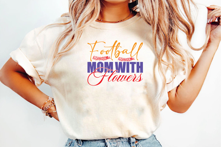 Football MOM with Flowers PNG T-Shirt Design