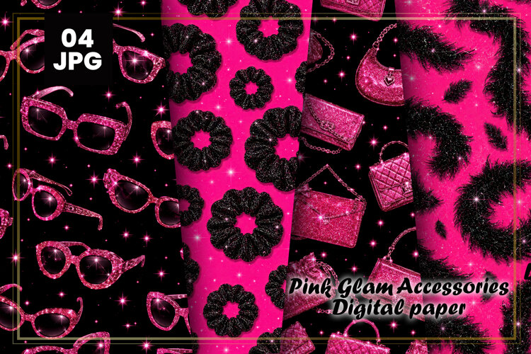 Pink Glam Accessories Digital Paper example image 1