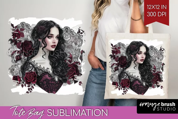 Dark Gothic Tote Bag - Victorian Gothic Tote Bag PNG