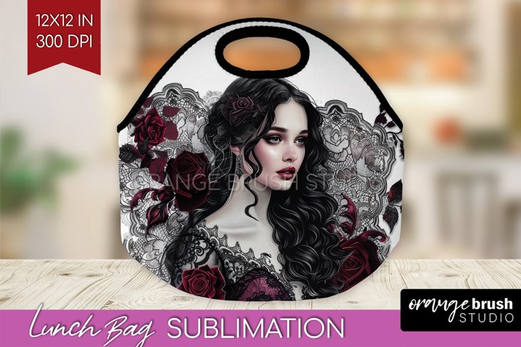 Dark Gothic Lunch Bag - Victorian Gothic Lunch Bug PNG example image 1