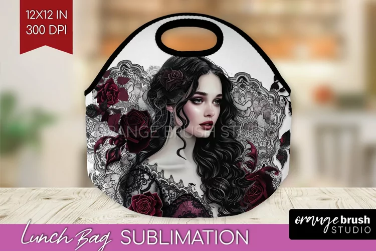 Dark Gothic Lunch Bag - Victorian Gothic Lunch Bug PNG