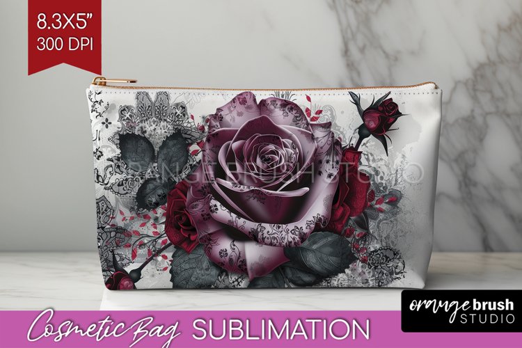 Dark Gothic Cosmetic Bag - Victorian Gothic Makeup Bag PNG example image 1