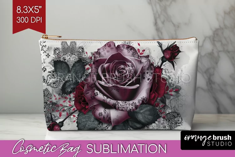 Dark Gothic Cosmetic Bag - Victorian Gothic Makeup Bag PNG