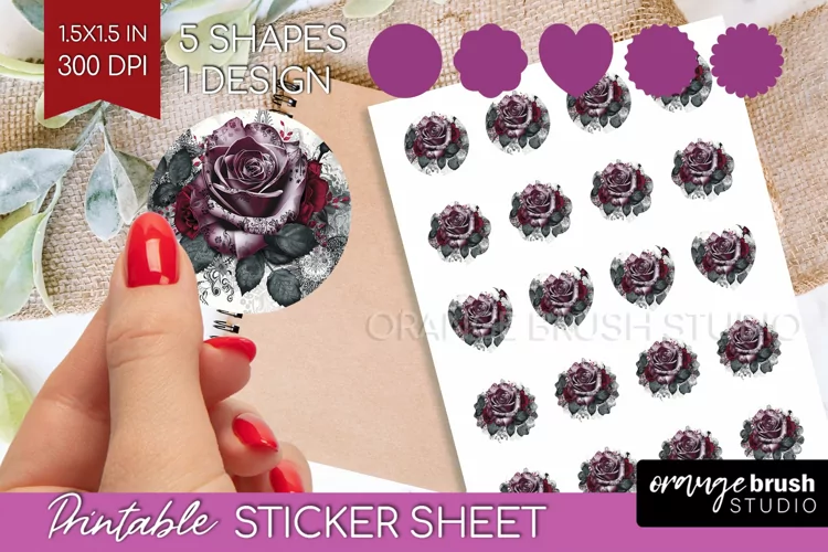 Dark Gothic Round Sticker - Victorian Gothic Printable Sheet