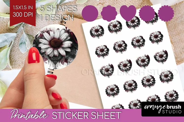 Dark Gothic Round Sticker - Victorian Gothic Printable Sheet