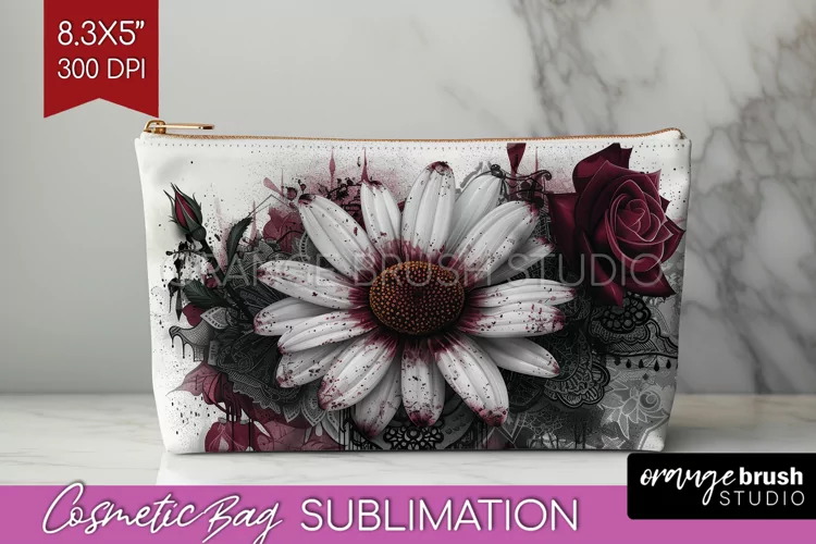Dark Gothic Cosmetic Bag - Victorian Gothic Makeup Bag PNG