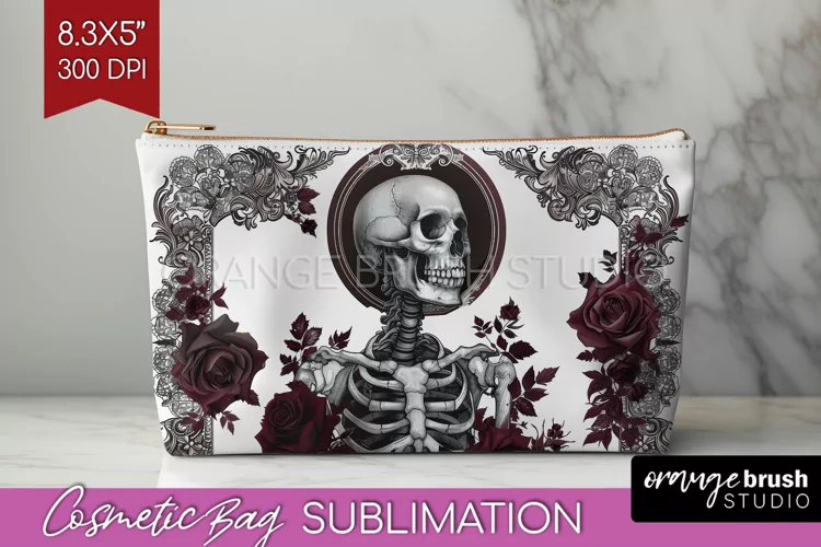 Dark Gothic Cosmetic Bag - Victorian Gothic Makeup Bag PNG