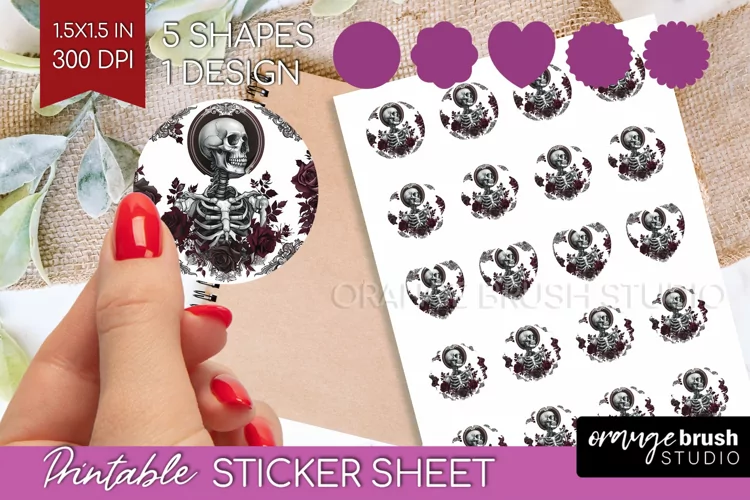 Dark Gothic Round Sticker - Victorian Gothic Printable Sheet