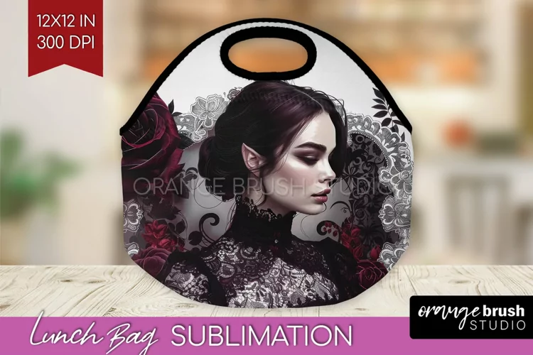 Dark Gothic Lunch Bag - Victorian Gothic Lunch Bug PNG