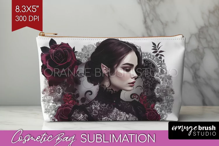 Dark Gothic Cosmetic Bag - Victorian Gothic Makeup Bag PNG