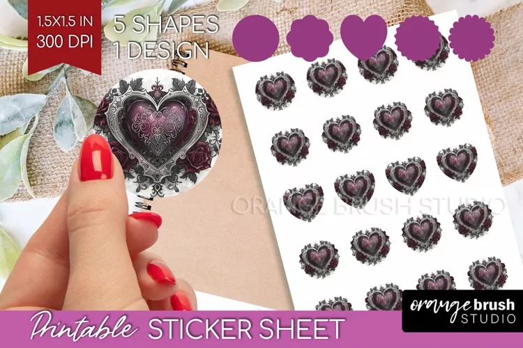 Dark Gothic Round Sticker - Victorian Gothic Printable Sheet
