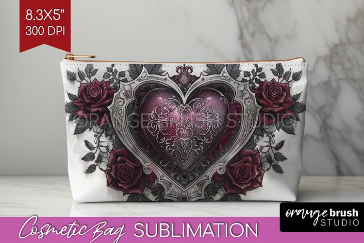 Dark Gothic Cosmetic Bag - Victorian Gothic Makeup Bag PNG example image 1