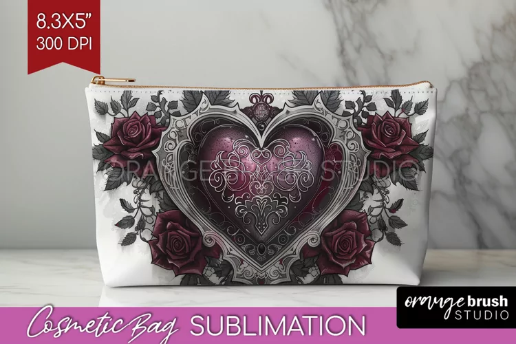 Dark Gothic Cosmetic Bag - Victorian Gothic Makeup Bag PNG