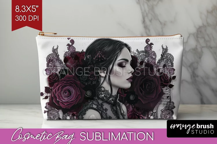 Dark Gothic Cosmetic Bag - Victorian Gothic Makeup Bag PNG