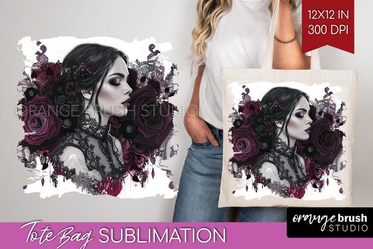 Dark Gothic Tote Bag - Victorian Gothic Tote Bag PNG example image 1