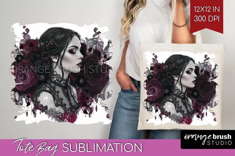 Dark Gothic Tote Bag - Victorian Gothic Tote Bag PNG