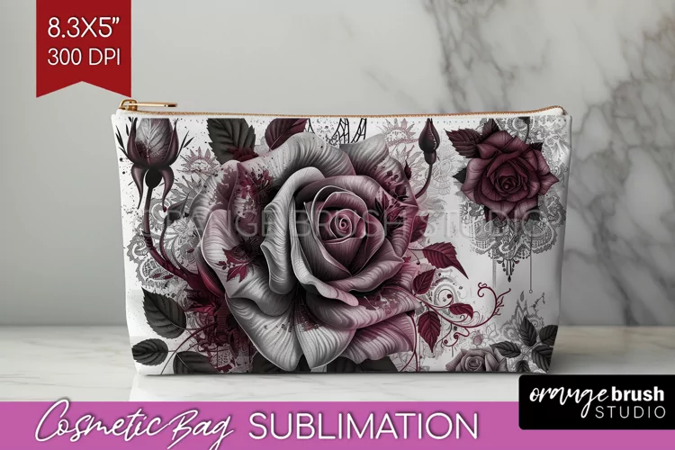 Dark Gothic Cosmetic Bag - Victorian Gothic Makeup Bag PNG