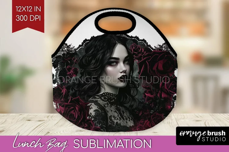 Dark Gothic Lunch Bag - Victorian Gothic Lunch Bug PNG