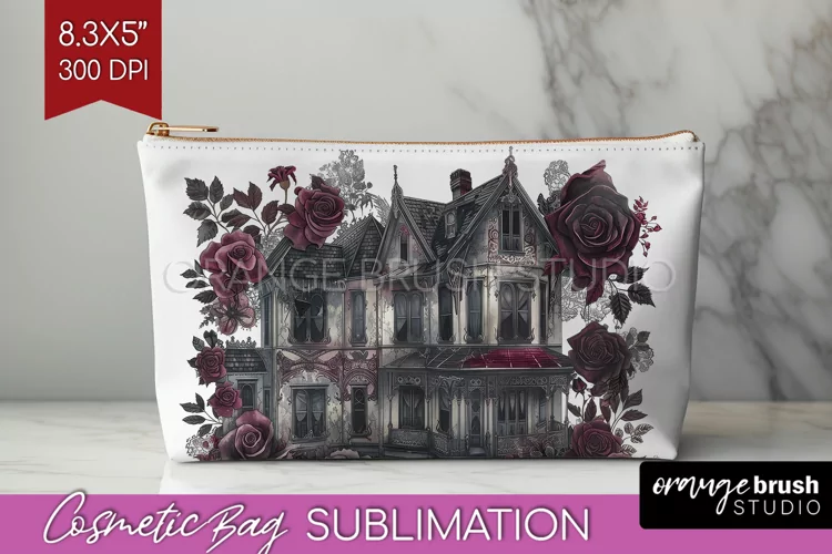 Dark Gothic Cosmetic Bag - Victorian Gothic Makeup Bag PNG
