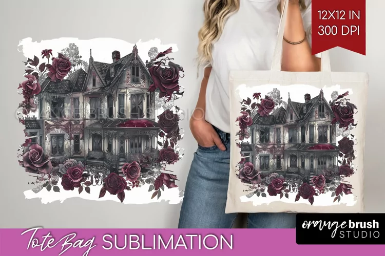 Dark Gothic Tote Bag - Victorian Gothic Tote Bag PNG