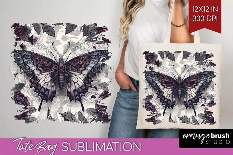 Dark Gothic Tote Bag - Victorian Gothic Tote Bag PNG