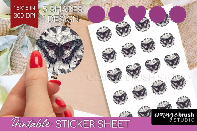 Dark Gothic Round Sticker - Victorian Gothic Printable Sheet