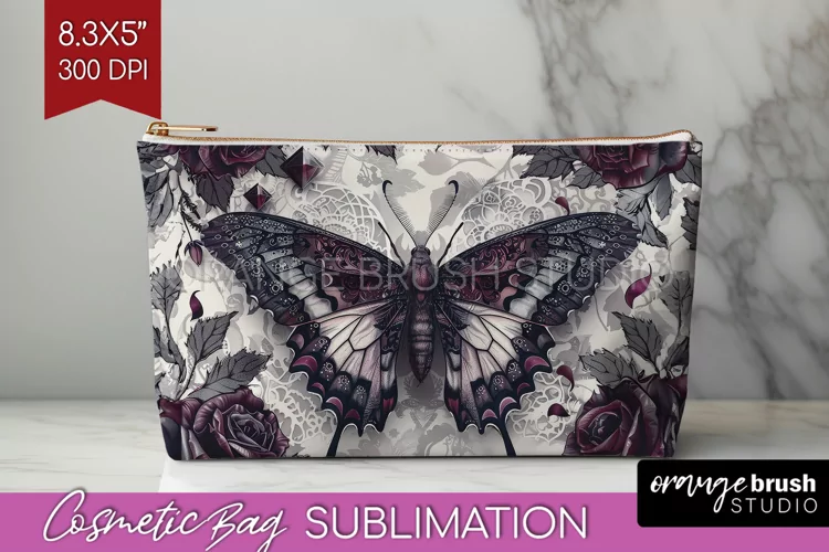 Dark Gothic Cosmetic Bag - Victorian Gothic Makeup Bag PNG