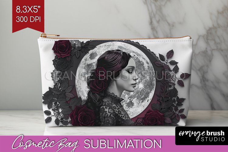 Dark Gothic Cosmetic Bag - Victorian Gothic Makeup Bag PNG example image 1