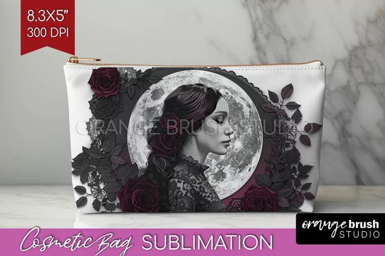 Dark Gothic Cosmetic Bag - Victorian Gothic Makeup Bag PNG