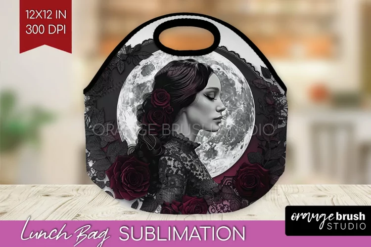 Dark Gothic Lunch Bag - Victorian Gothic Lunch Bug PNG