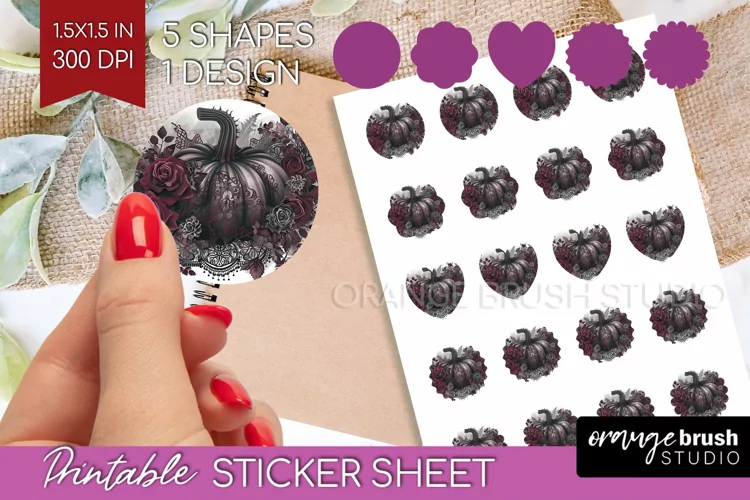 Dark Gothic Round Sticker - Victorian Gothic Printable Sheet