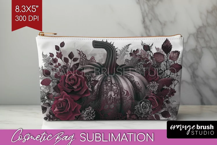 Dark Gothic Cosmetic Bag - Victorian Gothic Makeup Bag PNG