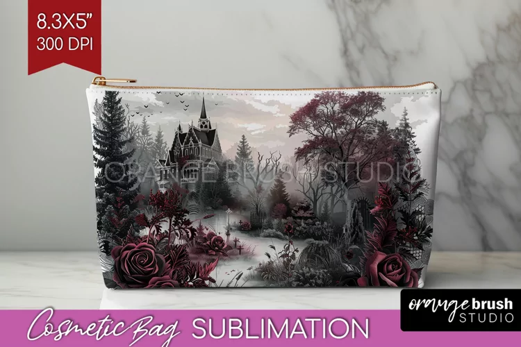 Dark Gothic Cosmetic Bag - Victorian Gothic Makeup Bag PNG