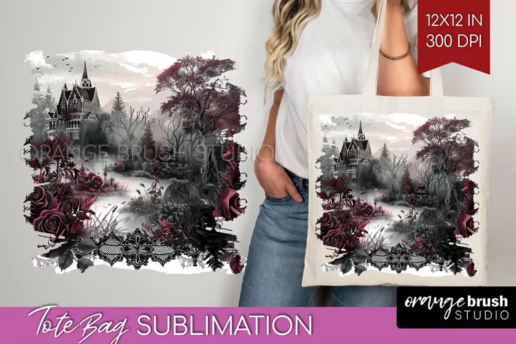Dark Gothic Tote Bag - Victorian Gothic Tote Bag PNG