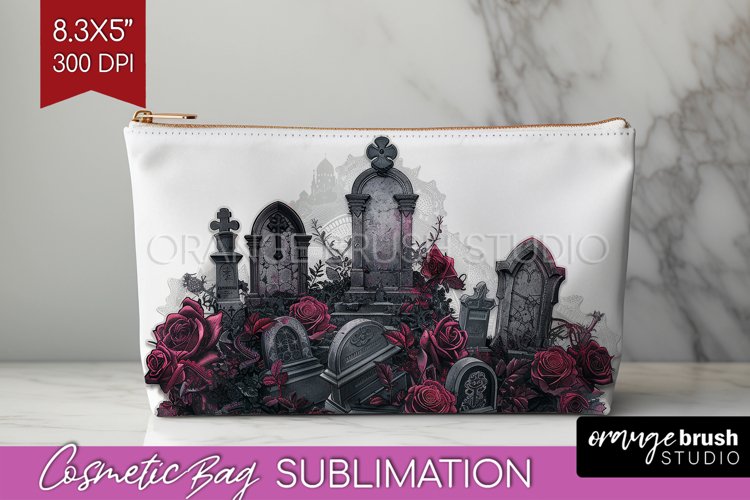 Dark Gothic Cosmetic Bag - Victorian Gothic Makeup Bag PNG example image 1