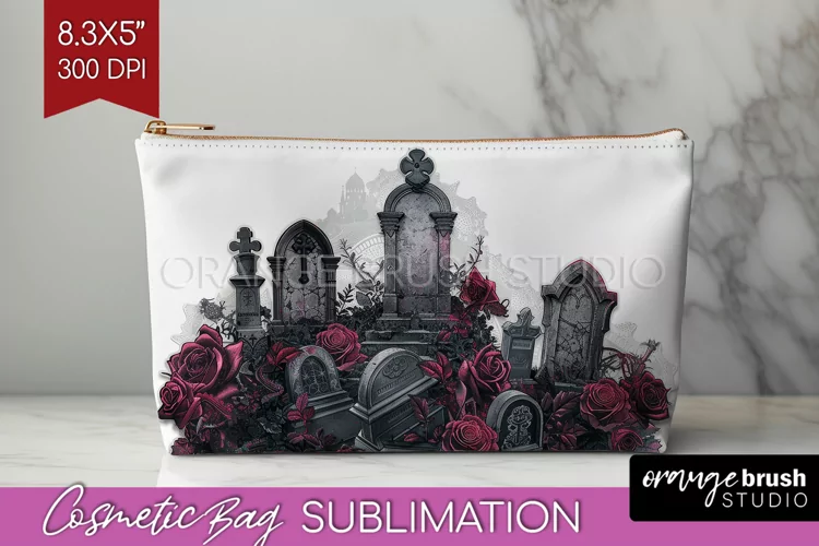 Dark Gothic Cosmetic Bag - Victorian Gothic Makeup Bag PNG